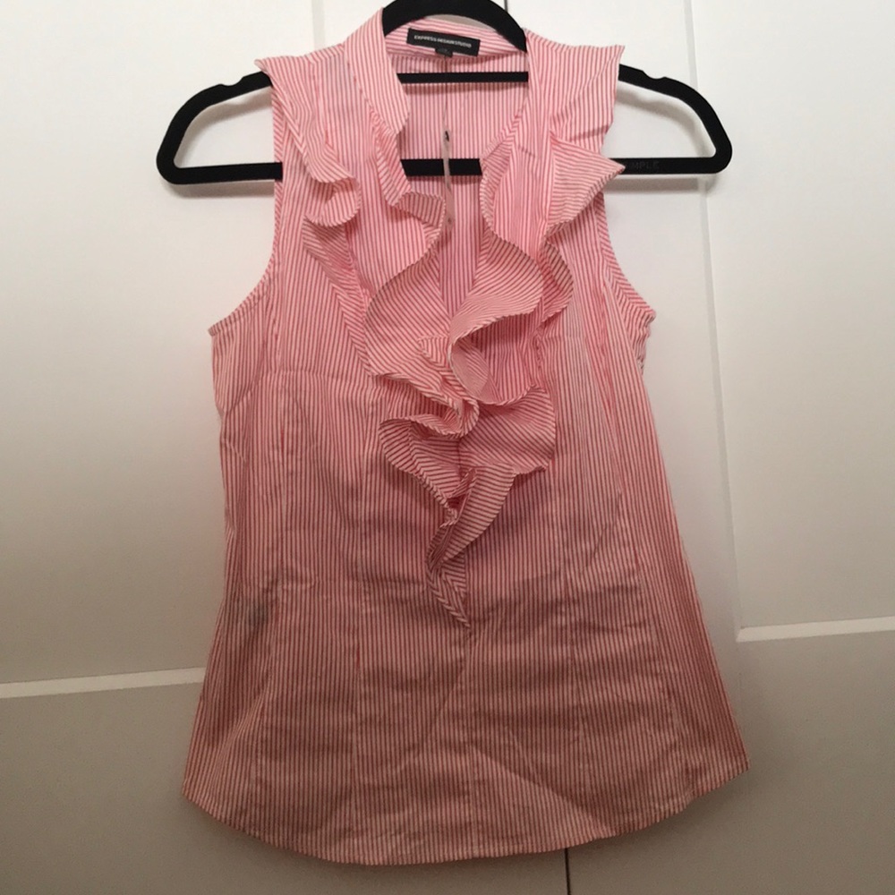 NEW Express pinstripes ruffle detail dress shirt